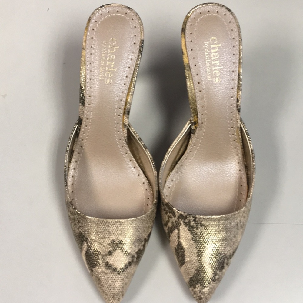 Charles David gold brown & beige mules